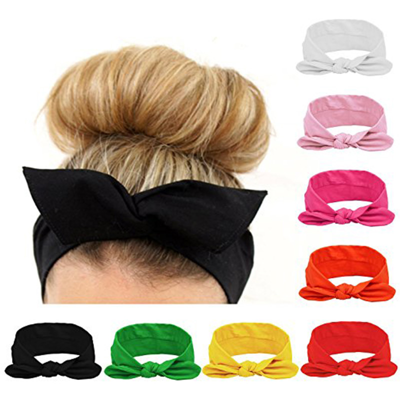 

Women and Girls Rabbit Bow Headbands /Bandana/Turban/Headwrap Knotted Yoga Hairband