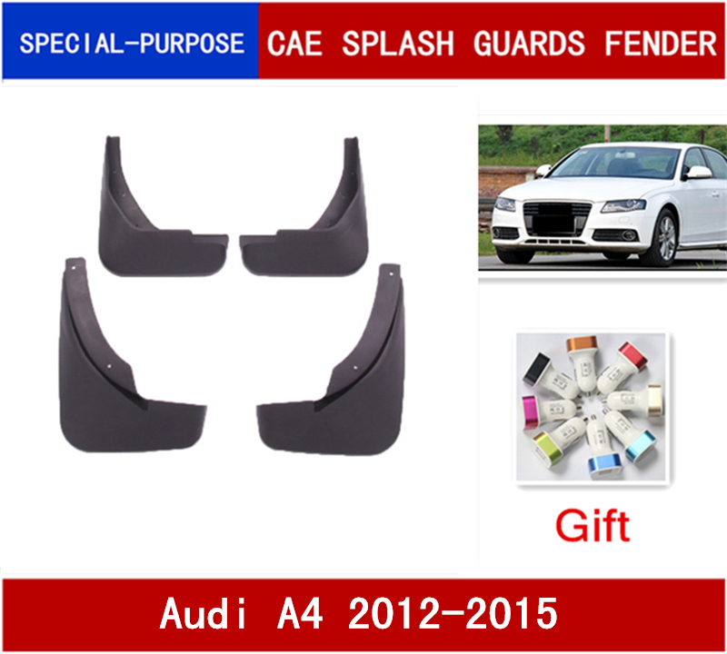 

4Pcs/Set High Quality Car Mudflaps Splash Guards Mud Flap Mudguards Fender For Audi A4 (B8) 2012-2015, Black