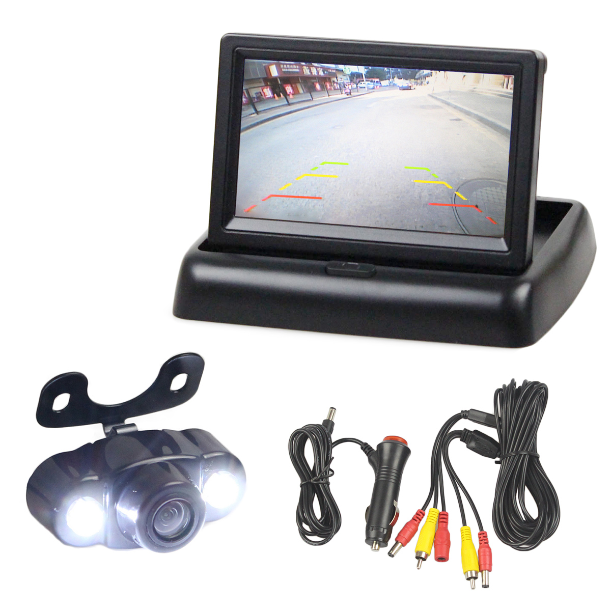 

DIYKIT 4.3 Inch Car Reversing Camera Kit Back Up Car Monitor LCD Display HD LED Night Vision Car Rear View Camera