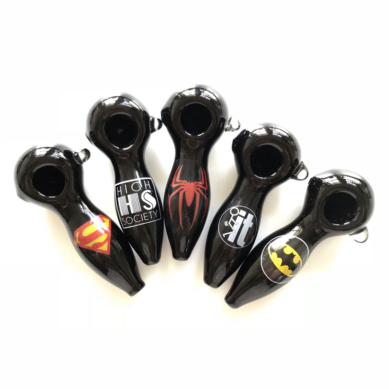

4 Inch Oil Burner Glass Smoking Pipe F**k It High Society Logo Black Spoon Pipes Heady Tobacco HandPipe
