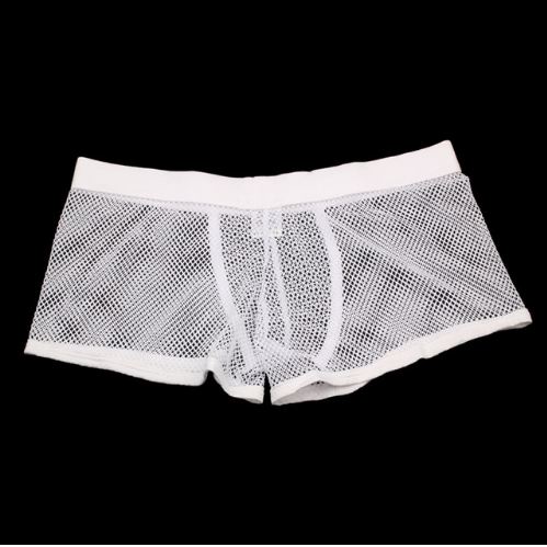 

Men Underwear Pants male Transparent See Through Boxer Mesh Short New boy Solid Fashion elastic Underwear shorts underpants