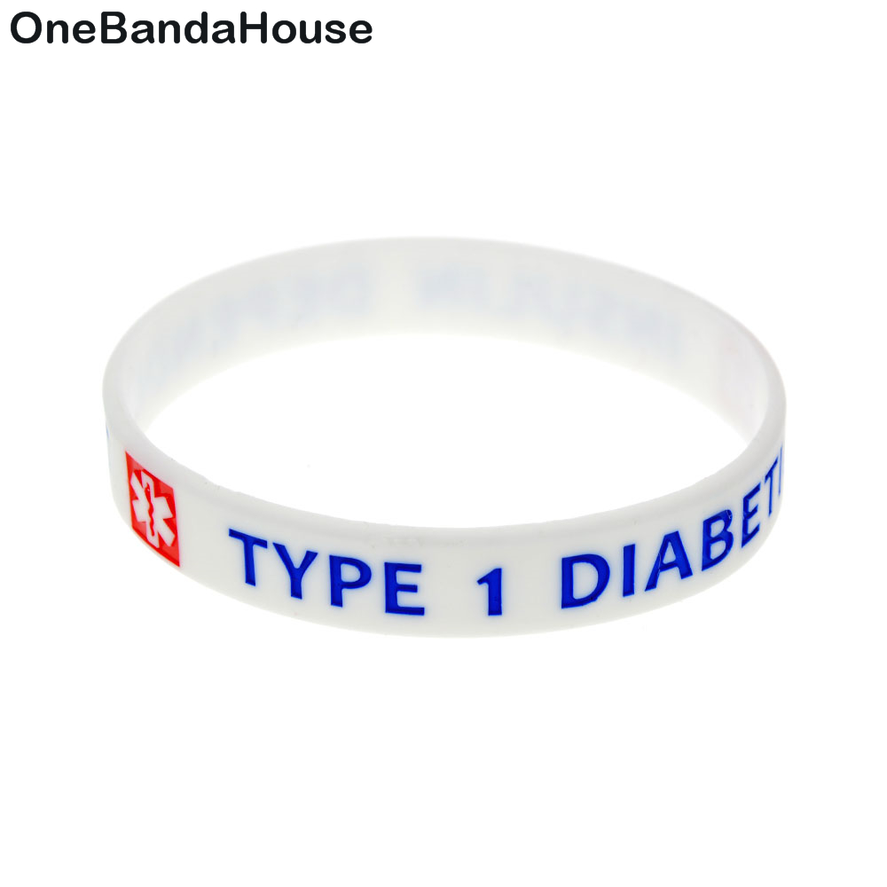 

1PC Type 1 Diabetic Silicone Wristband White What Better Way To Carry The Message Than With A Daily Reminder