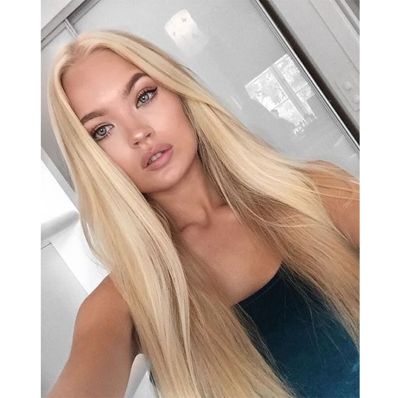 

Brazilian Honey Blonde Full Lace Human Hair Wigs Brazilian 613# Straight Human Blonde Hair Lace Front Wigs With Baby Hair
