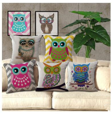 

Big Eye Owl Printed Cotton-Flax Pillow Case Cover Sofa Car Pillow Sham Armchair For Living Room Bedroom Study Room Dining Room Hotel MYJ 021, As picture