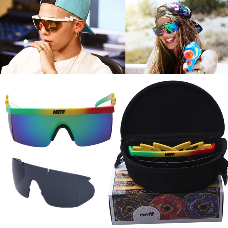 

With Packing 2017 New Sunglasses Women Brand Designer Neff Mirror Sunglasses Men 2 Piece Lense Gafas De Sol De Las Mujeres, White;black