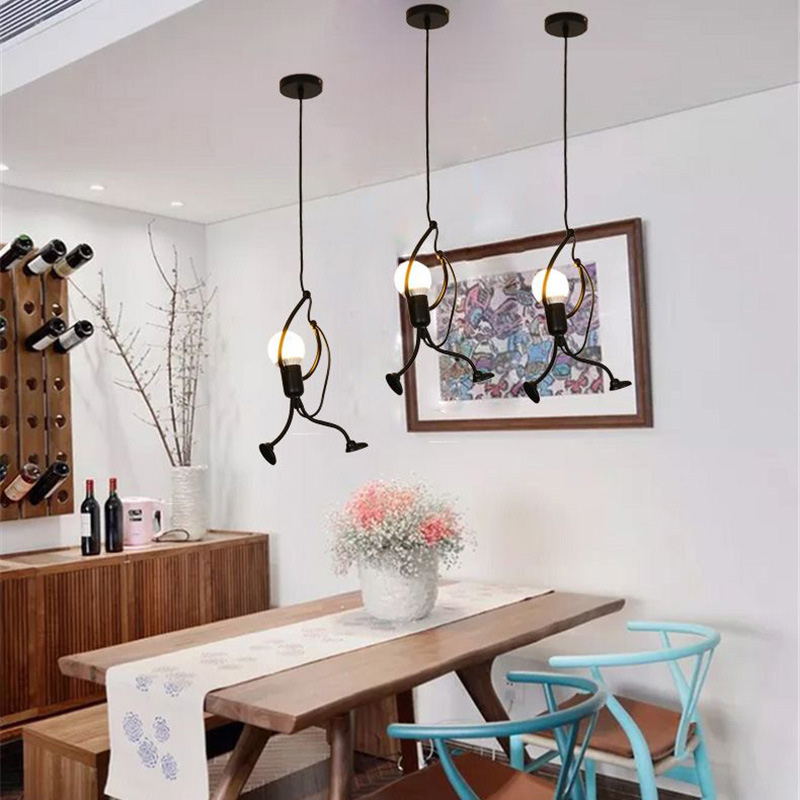 Art Robot Villain Pendant Lamps Simple Creative Design Iron Light Funny Lamp