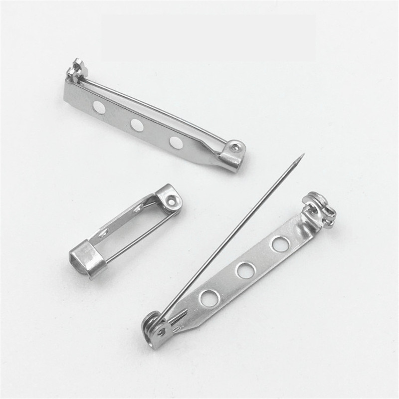 

100pcs 14-33mm stainless steel Safety Lock Back bar Pin DIY brooch base, use for brooch and hair jewelry