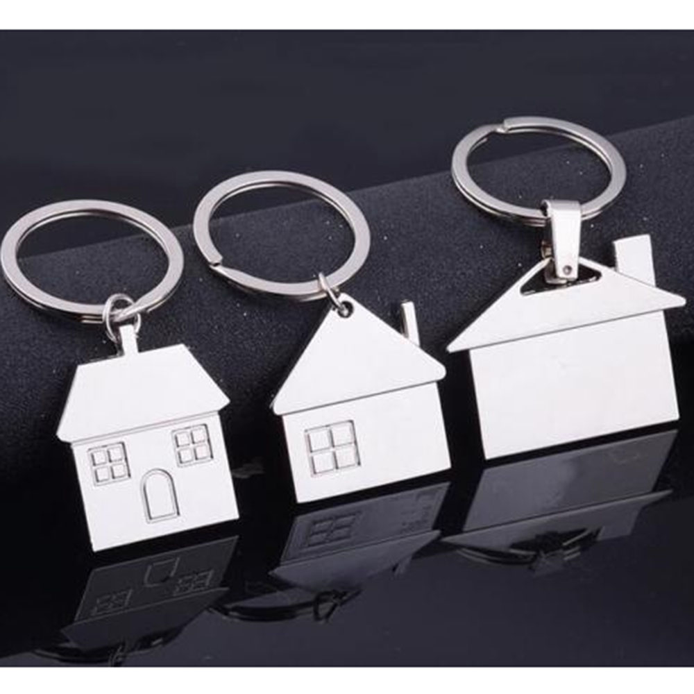 

Chrome Silver Metal House Shape Keyring Shiny Key Ring Chain Brand New Fashion