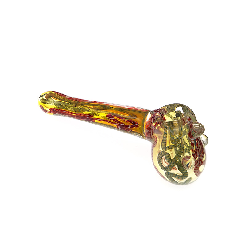 

Gold color glass bubbler pipes 5.7 inches smoke hand pipe tube fumed smoking pipe for dry herb