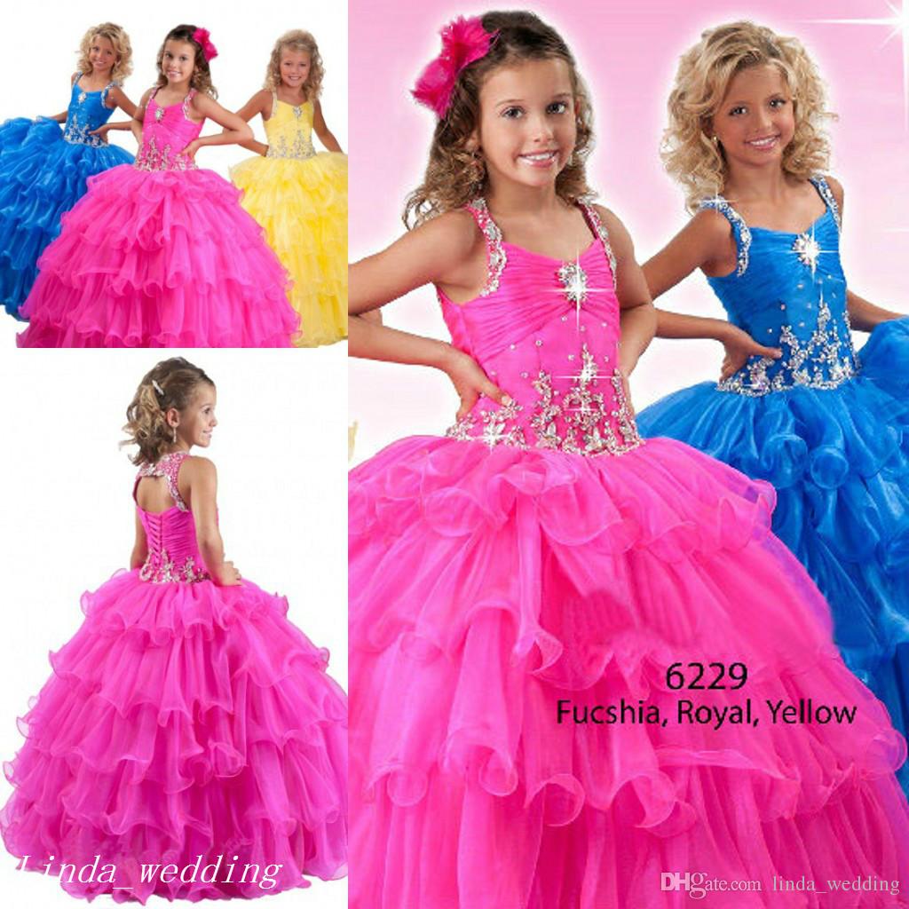 Nouvelle Arrivée Fuchsia Bleu Royal Jaune Filles Pageant Robe Princesse Party Cupcake Robe De Bal Pour Fille Courte Jolie Robe Pour Petit Enfant