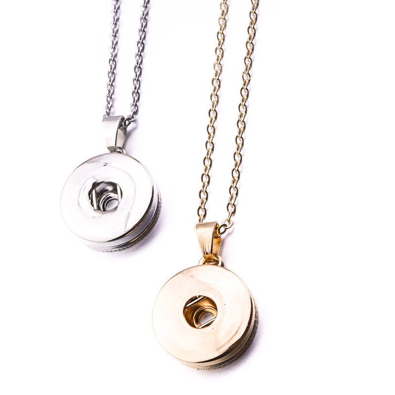 

Simple Noosa Silver gold Plated 12mm 18mm Snap Button Necklace For Women Snap Button Jewelry