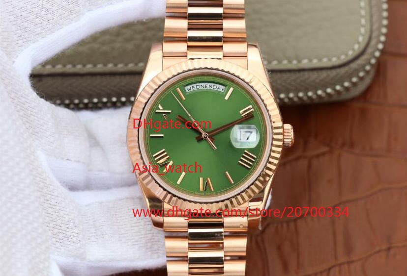 

Top quality Quality Watch 18K Rose Gold Green Roman Dial 40mm Day-Date 228235 President Asia 2813 Movement Automatic Mens Watches