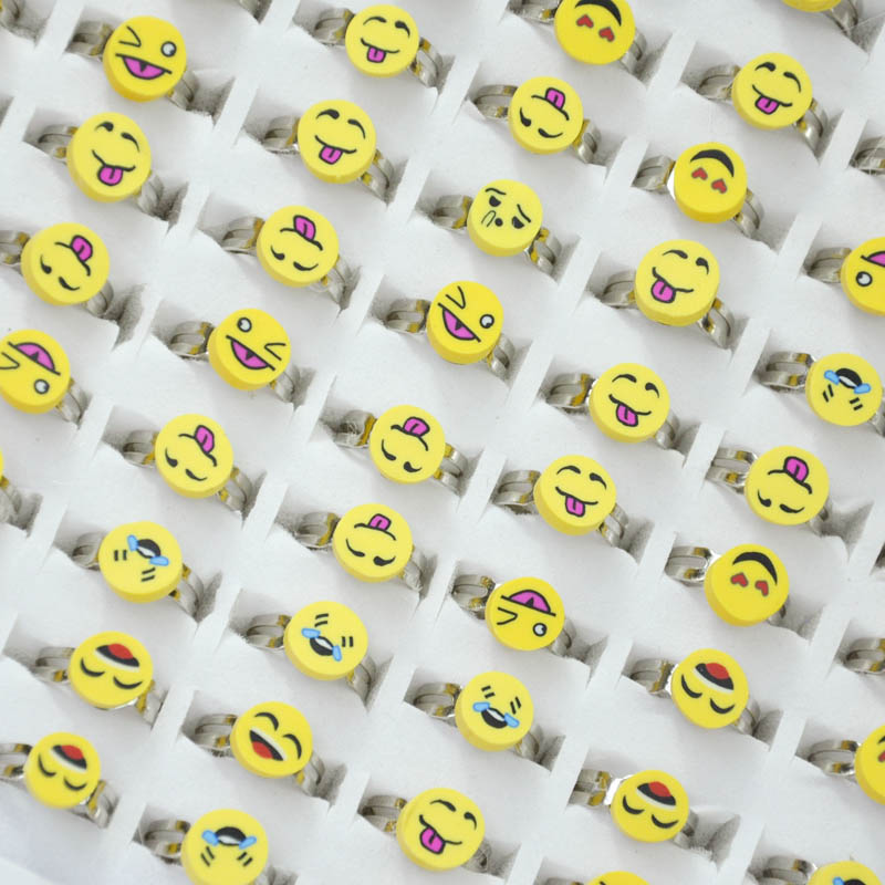 

New Cute Soft glue Smiley Face Girls Boys Kids Children's Ring Children Jewelry Lots LR4063 Environmental protection
