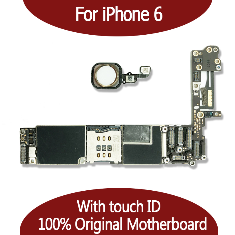 

For IPhone 6 6G Motherboard 16GB 64GB Logic Board Unlocked With Touch ID Finger print 100% Good Working mainboard IOS