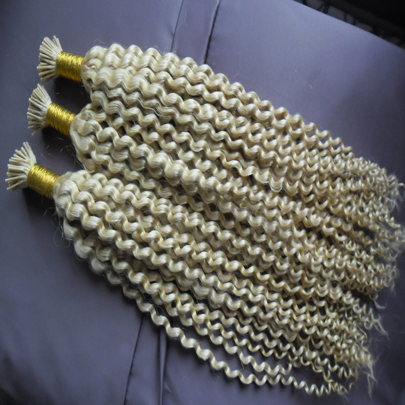 

613 Blonde 1g/strand Remy Pre Bonded Human Hair Extension Kinky Curly Fusion Hair Keratin Capsules I Tip Colorful Hair 300g