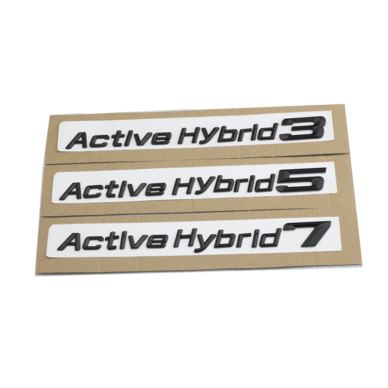 New 1pcs 3D Chrome Silver and Black Active Hybrid 3 5 7 Trunk Lid Rear Emblems Badge Black Letters for BMW 3-5-7Series