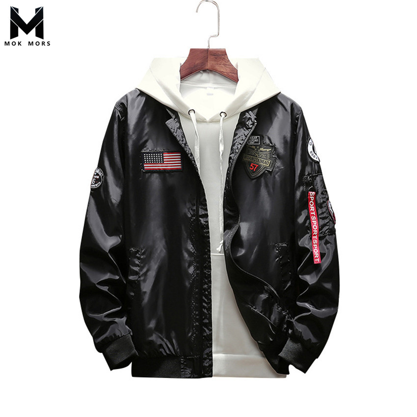 Winter Bomber Jacket Men Thick Embroidery Wolf Pilot Jackets Harajuku Black Baseball Jacket Japan Youth Streetwear Male