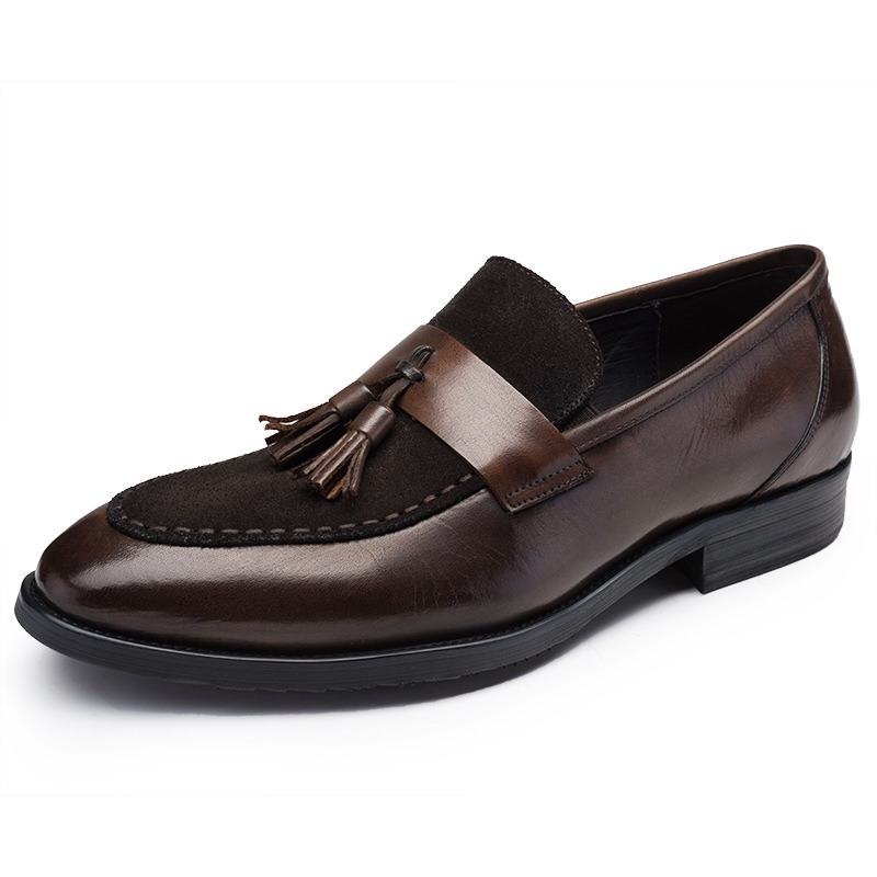 

New Arrival Men Brown Dress Shoes High Quality Pointed Toe Tassel Black Genuine Leather Shoes For Man Leisure Party Shoes