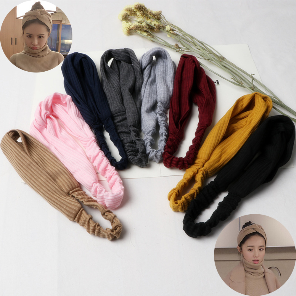 

Women Knitted Headband Forehead Headwear Hair Accessories Ladies Yoga Sport Athletic Crochet Hairband Turban Headwraps Hair Band 9 Colors