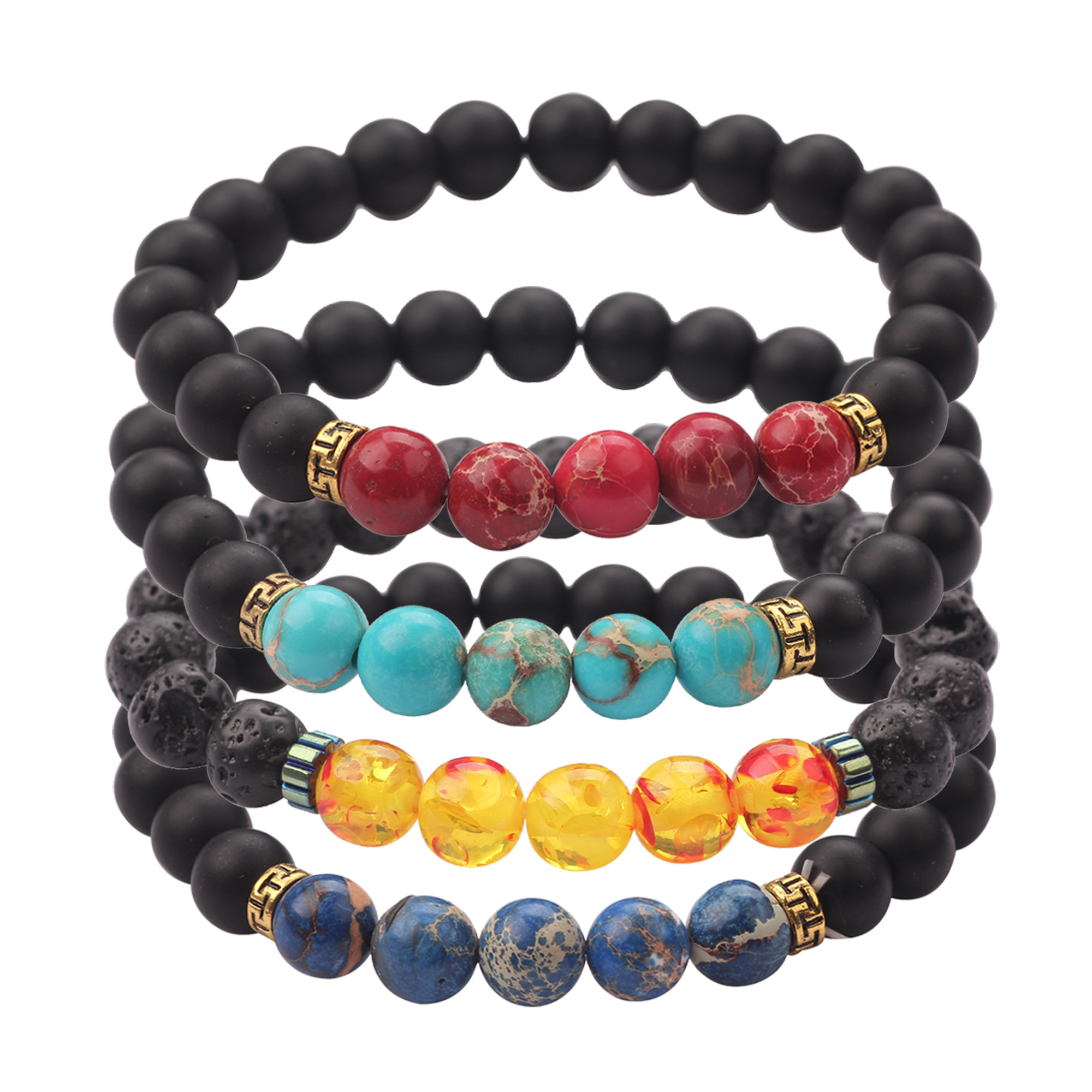 

New Style 8MM Colorful Natural Strands Beaded Bracelet Handmade Adjustable Womens Gift Bracelets MJ-BB027