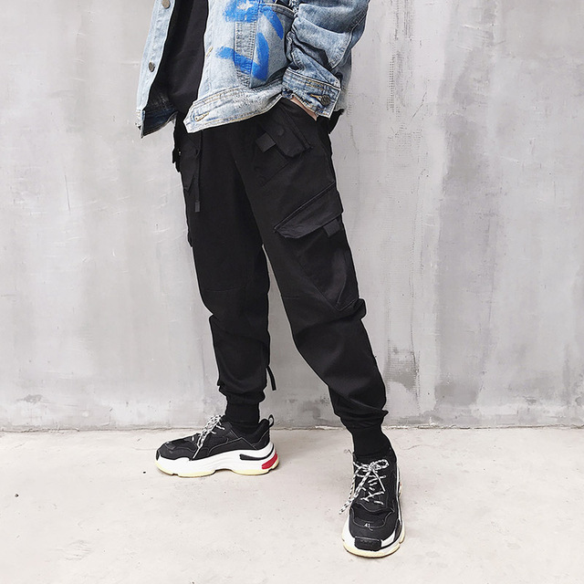 2018 Nouveau Hommes Streetwear Hip Hop Élastique Taille Casual Cargo Pantalon Mâle Mode Lâche Harem Pantalon Jogger Pantalon Pantalons de Survête