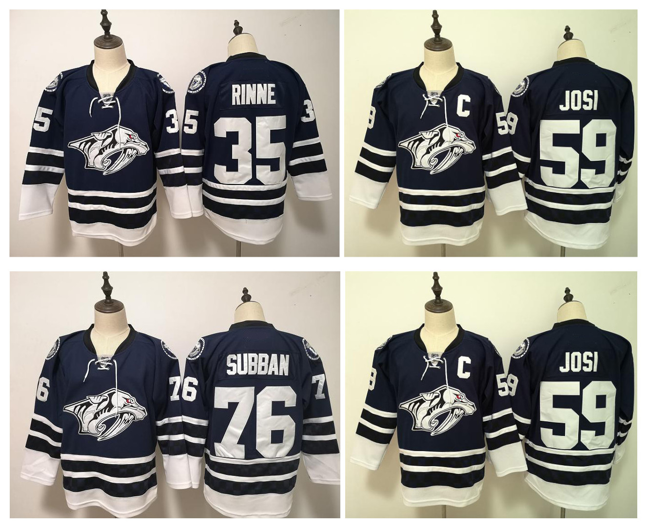 

2017 Men Nashville Predators Jersey 76 PK Subban Jersey 35 Pekka Rinne 59 Roman Josi Blue Stitched Hockey Jerseys, White