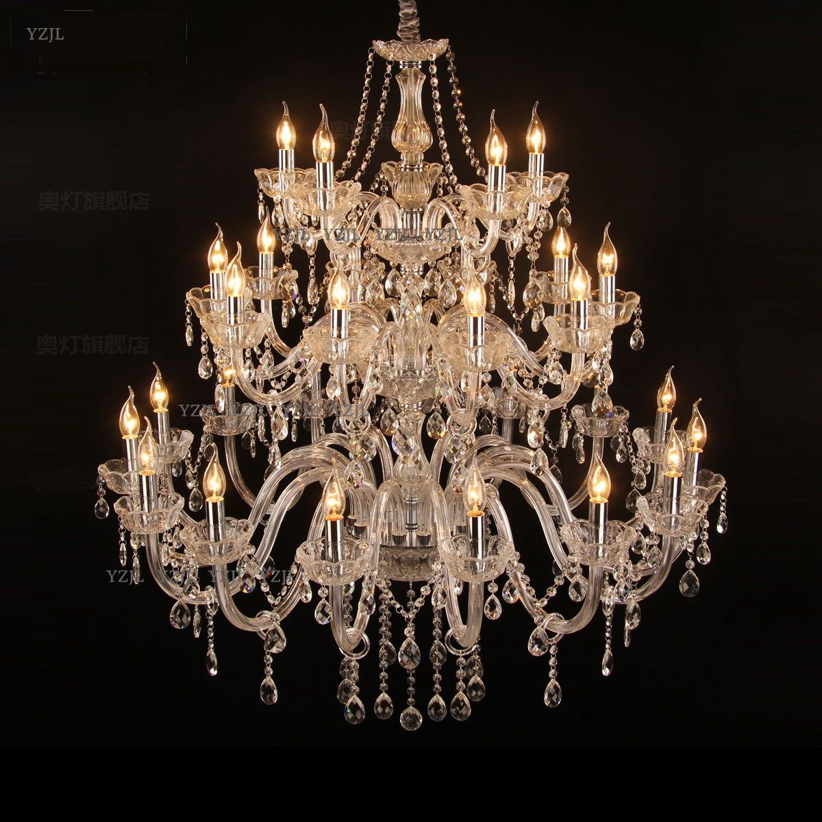 

American Candle chandeliers duplex Staircase Hotel Villa lobby pendant lamp classic atmospheric pendant Crystal chandelier