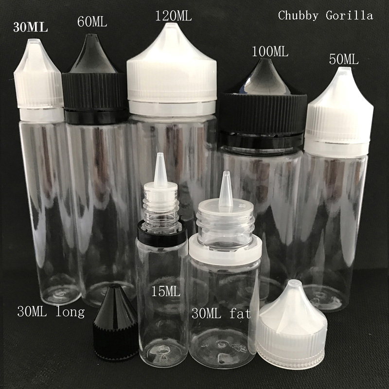 

Empty Chubby Gorilla Bottles 10ml 15ml 30ml 60ml 100ml 120ml Pen Unicorn Plastic Dropper Bottle With Tamper Evident Caps For Liquid E juice.