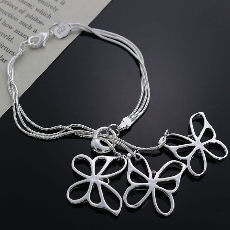 

Fine 925 Sterling Silver Bracelet for Women Men,2020 Fashion 925 Silver butterfly Chain 8inch Bracelet Italy New Arrival Xmas Best Gfit H166, Black