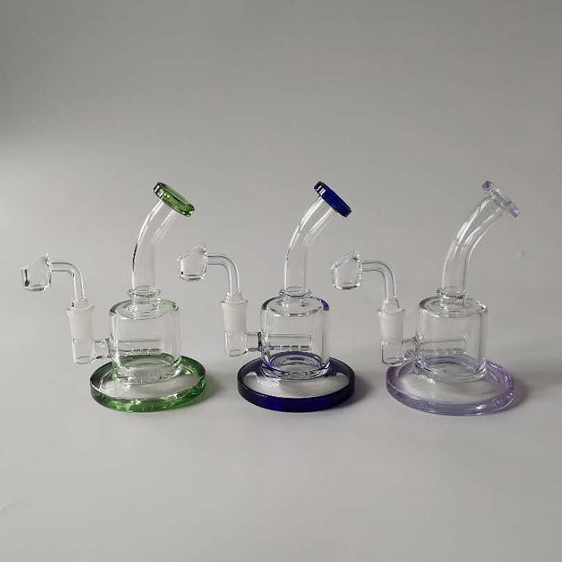 

Mini Glass Bongs Small Dab Rigs Inline Percolator Water Pipe 6 Inch Thick Bong with 4mm Quartz Banger CS181