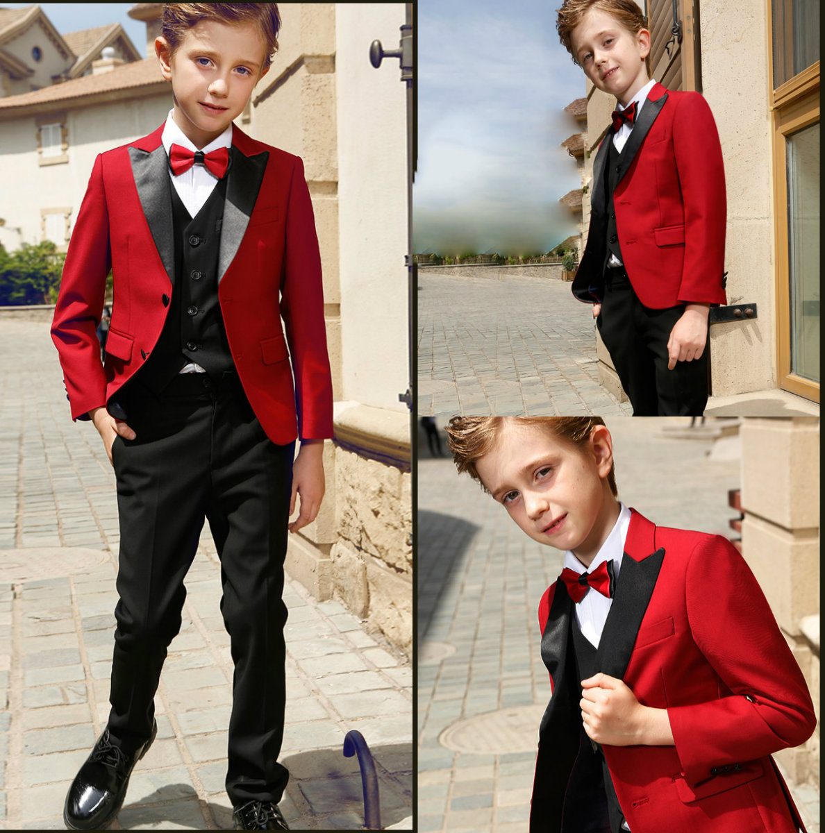 

Smart Teens Tuxedo Custom Made Boys Party Formal Pant Suits Dinner Suits Wedding Groom Tuxedos For Boys(Jacket+Pants+Vest+Bowtie), Custom made from color chart