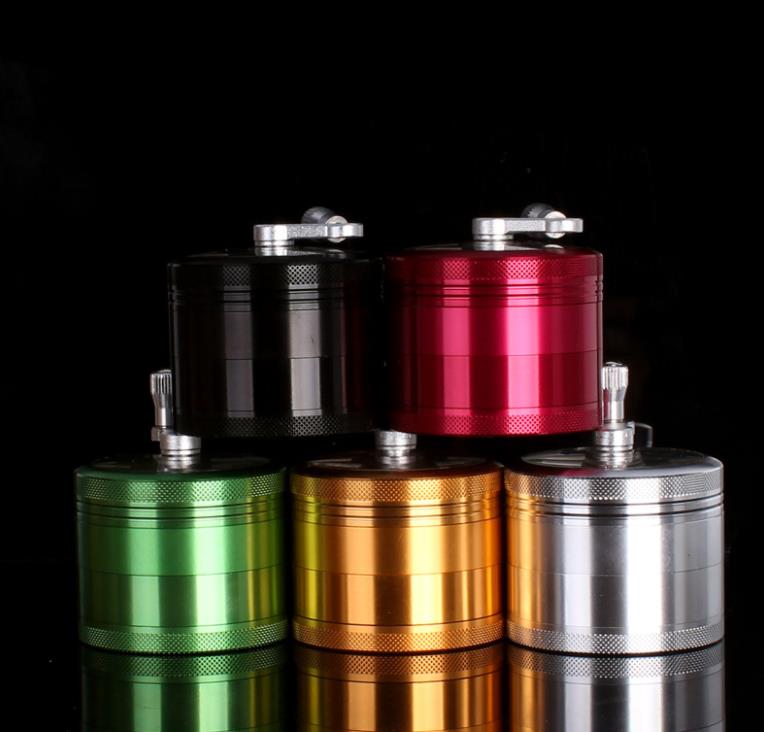 

Aluminum alloy 4 layer metal grinder hand crank smoke semi automatic grinder smoking accessories