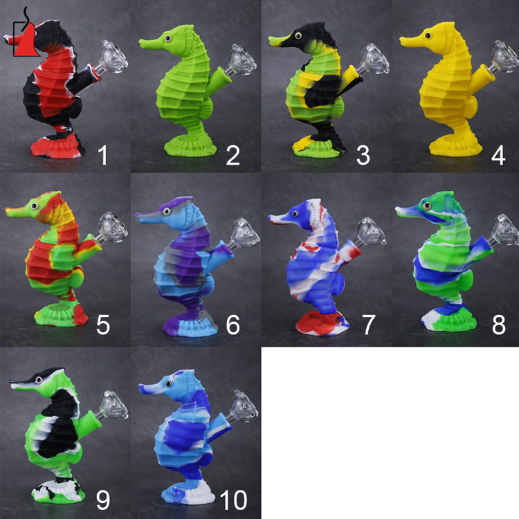 

Seahorse Shape Glass Pipes Silicone Smoking Pipe Tobacco Hand Pipe For Oil Rig Water Bongs