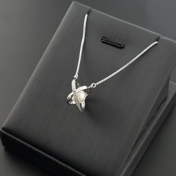 Boutique fashion pearl necklace S925 sterling silver lady necklace new creative globe pearl necklace S925 sterling silver microinlay zircon