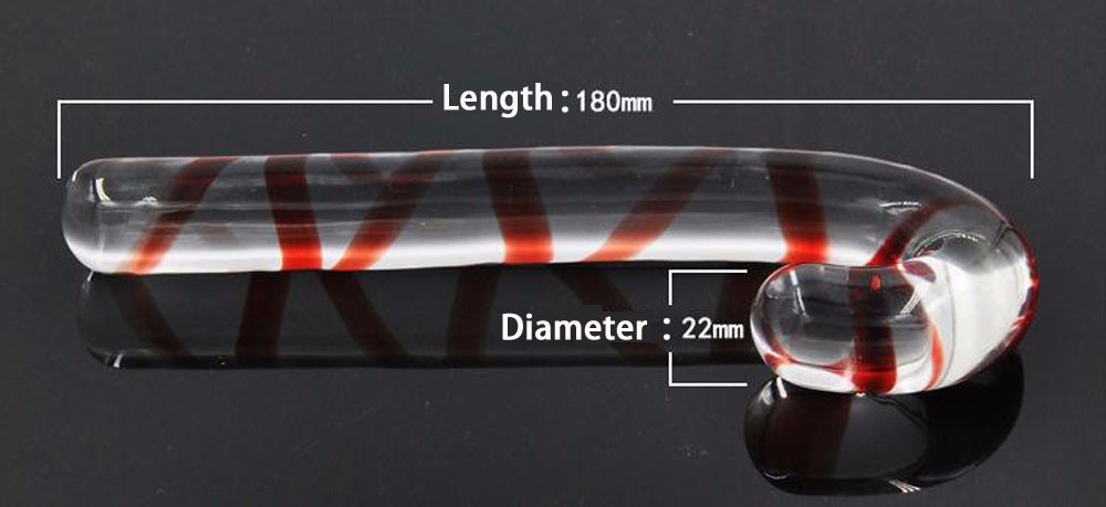 Изогнутый фаллос Glas Red Head Double Dildo, бесцветный, до 22 см GLAS-22 - Glas - Анальные стимуляторы - Купить
