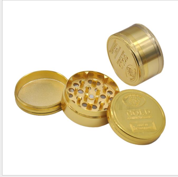 

Metal Gold Cigarette Grinder with Thick Flat Teeth Direct 55mm Three-layer Cigarette Grinder Gold Coin Grinder