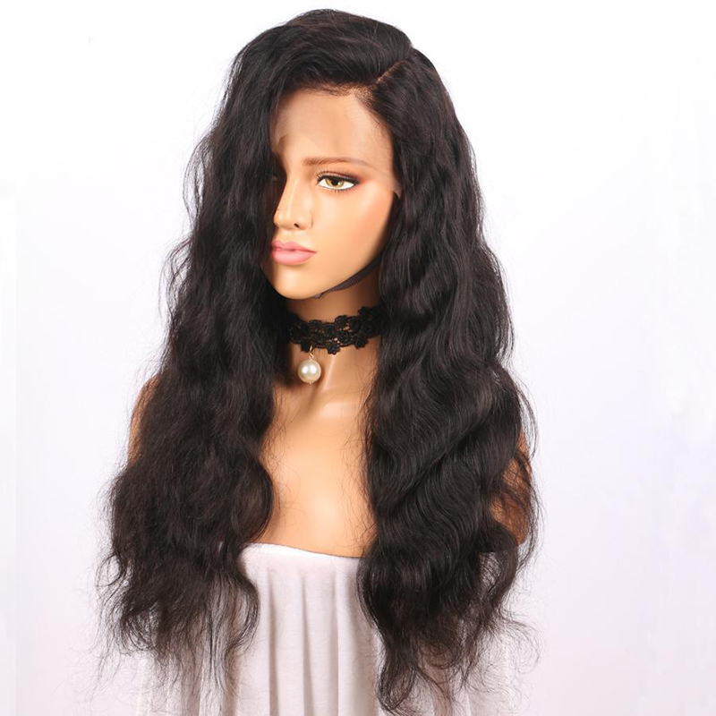 

Brazilian Human Hair Lace Front Wigs With Baby Hair Pre Plucked Natural Hairline Body Wave Virgin Hair Lace Front Wigs Natural Black Color, Natural color