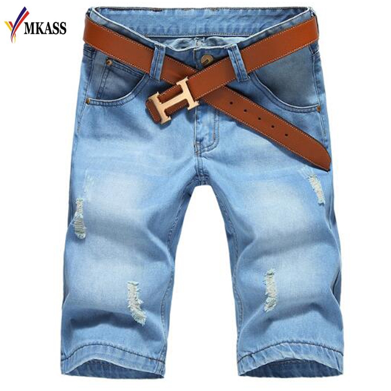 

New Summer Men Shorts Men Jeans Shorts Plus Size 40 Fashion Cotton Jeans Men's Slim, Sky blue