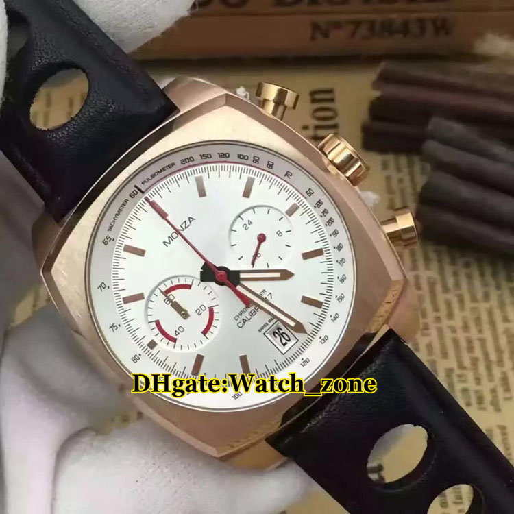 

New 6 Color Monza CR2080.FC6375 White Dial Quartz Chronograph Mens Watch Rose Gold Case Leather Strap High Quality Watches, Tag-a136b