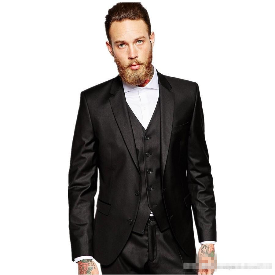

Custom Design Best Men's business suit Notched Lapel Side Vent Black Groom Tuxedos Men Party Groomsmen Suits(Jacket+Pants+Tie+Vest)NO;262, Same as image