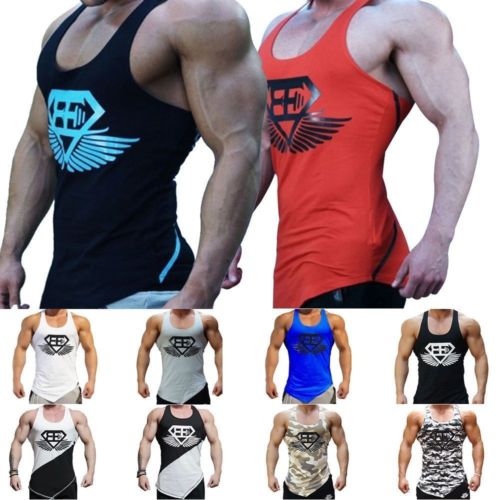 

Men's Tank Tops Gym wear Shark Fitness Men Sleeveless Bodybuilding Superman Camouflage Tights Sexy Raceback Stringer Singlet Vest Clothing M-2XL, Black002