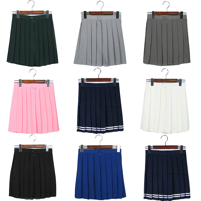 

Wholesale-Mini Skirt High Waist Pleated Skirts JK Student Girls Solid Pleated Cute Cosplay School Uniform Skirt, Black