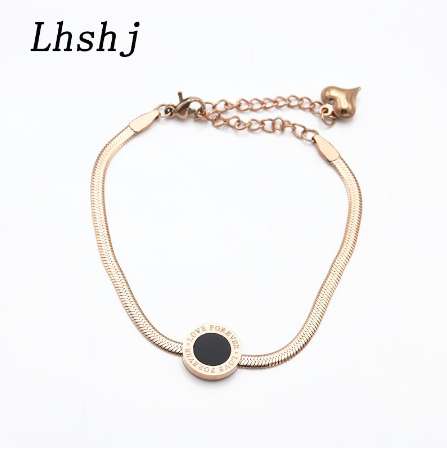 

Fashion Stainless Steel love anklet Rose Gold Color leg bracelet heart pendant snake chain adjustable foot jewelry for women