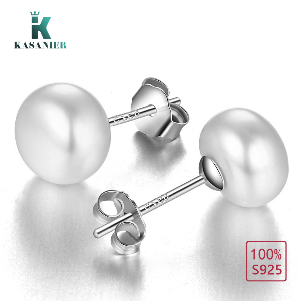 

KASANIER 925 Sterling Silver Earrings 6mm Pearls 100% Natural Freshwater Pearl Earring for women Silver jewelry, Golden;silver
