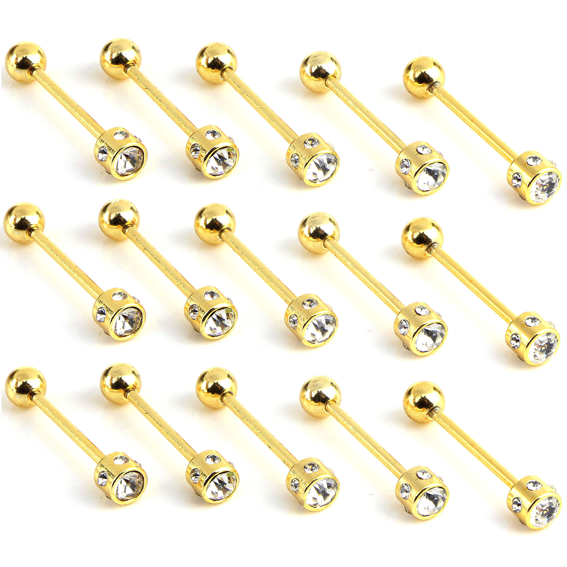 

Newest Surgical Stainless Steel Barbell Tongue Ring With Rhinestone Nipple Ring Stud Earrings Piercing Jewelry