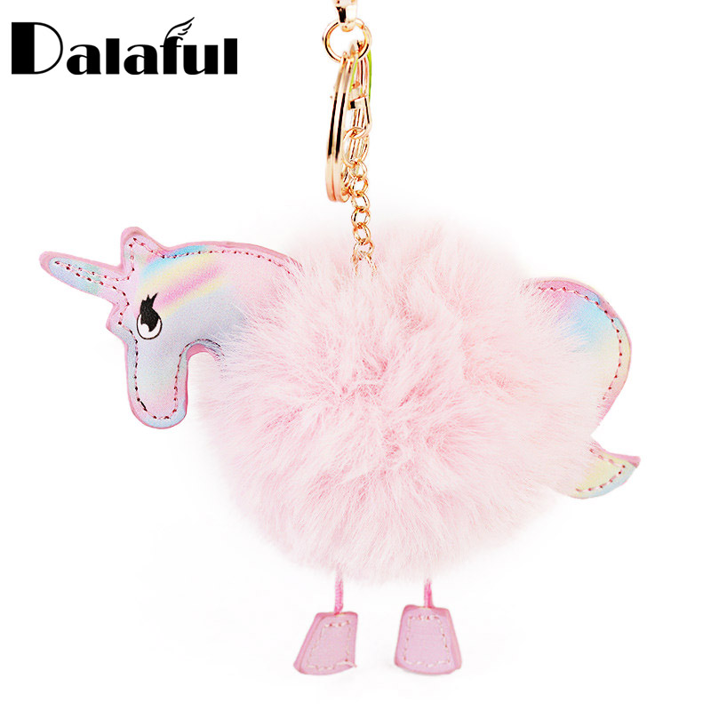 

Key Rings Fashion Lovely Fluffy Pony Keychains Keyrings Horse Bag Pendant Artificial Rabbit Fur Chain Ring Holder For Car K346