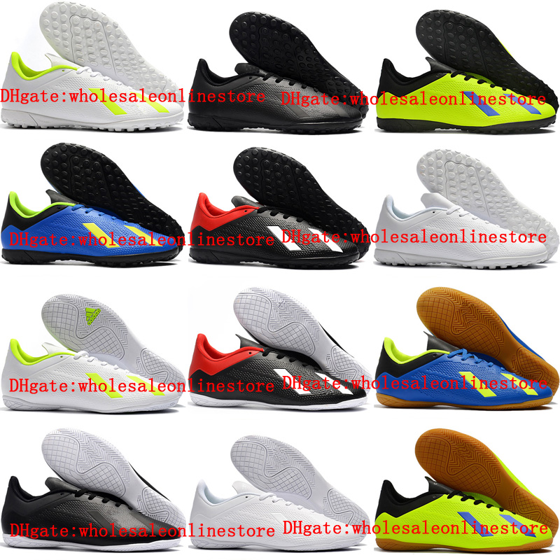 

2018 mens original soccer cleats X Tango 18.4 TF IC indoor soccer shoes turf football boots high quality scarpe calcio cheap, Black;grey