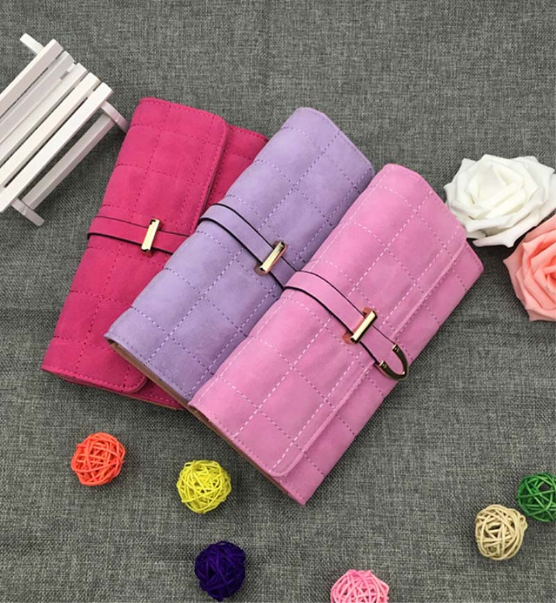 

30pcs Brief Dull Polish Multicolor Grid Card Holder Women Wallets 8colors Student Hasp Clutch Coin Purse, Black