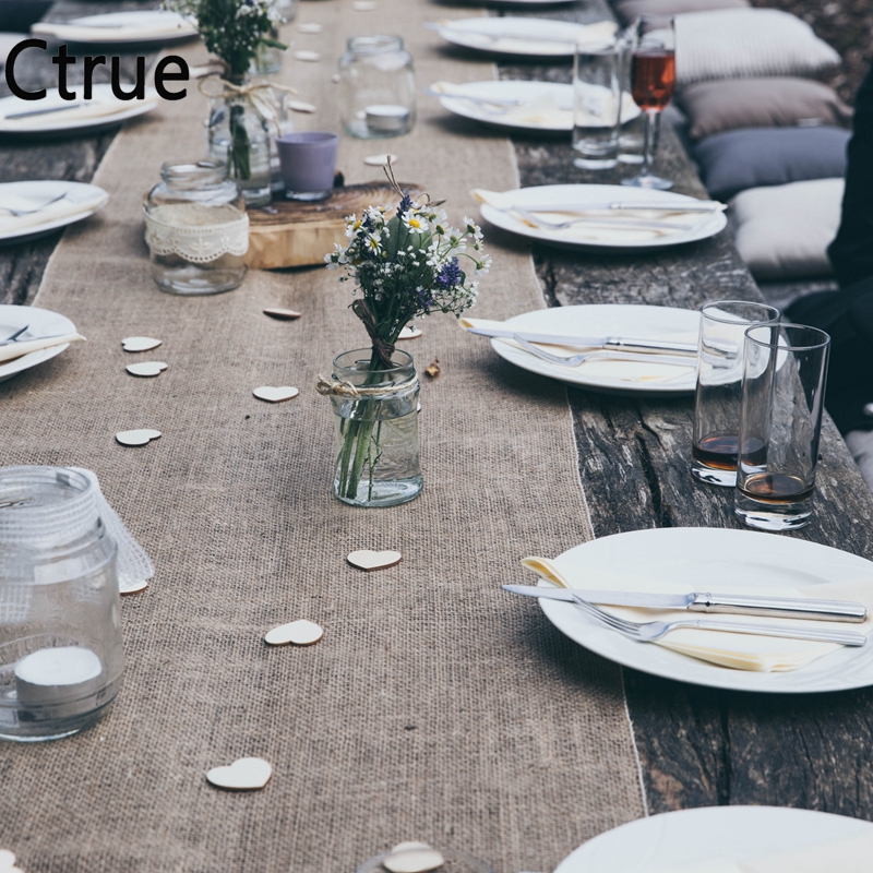Acheter Chemin De Table En Toile De Jute Naturel Avec Coeur En