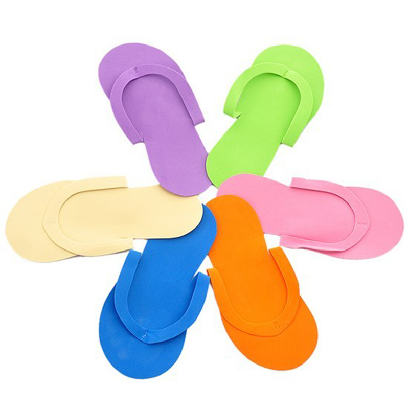 

12pair/lot Soft Nail Disposable Slippers Flip Flop Foam Pedicure Foot Spas Separators Nails Art Beauty Slipper Random Color, As pic